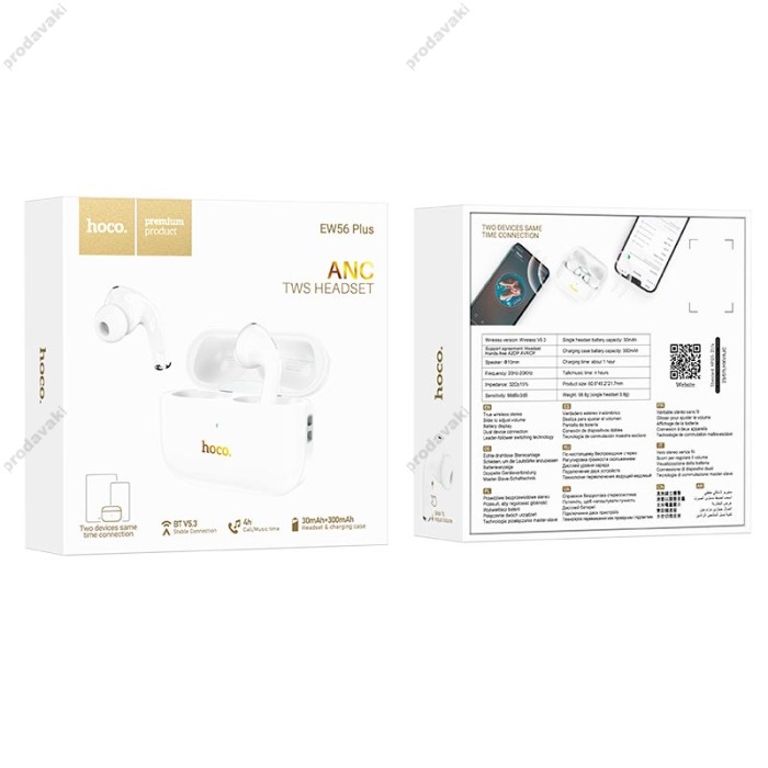 Бездротові Bluetooth навушники HOCO EW56 Plus Generoso true wireless ANC noise reduction BT 5.3 White